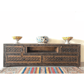 Indian Hand Carved Solid Wooden TV Unit 14